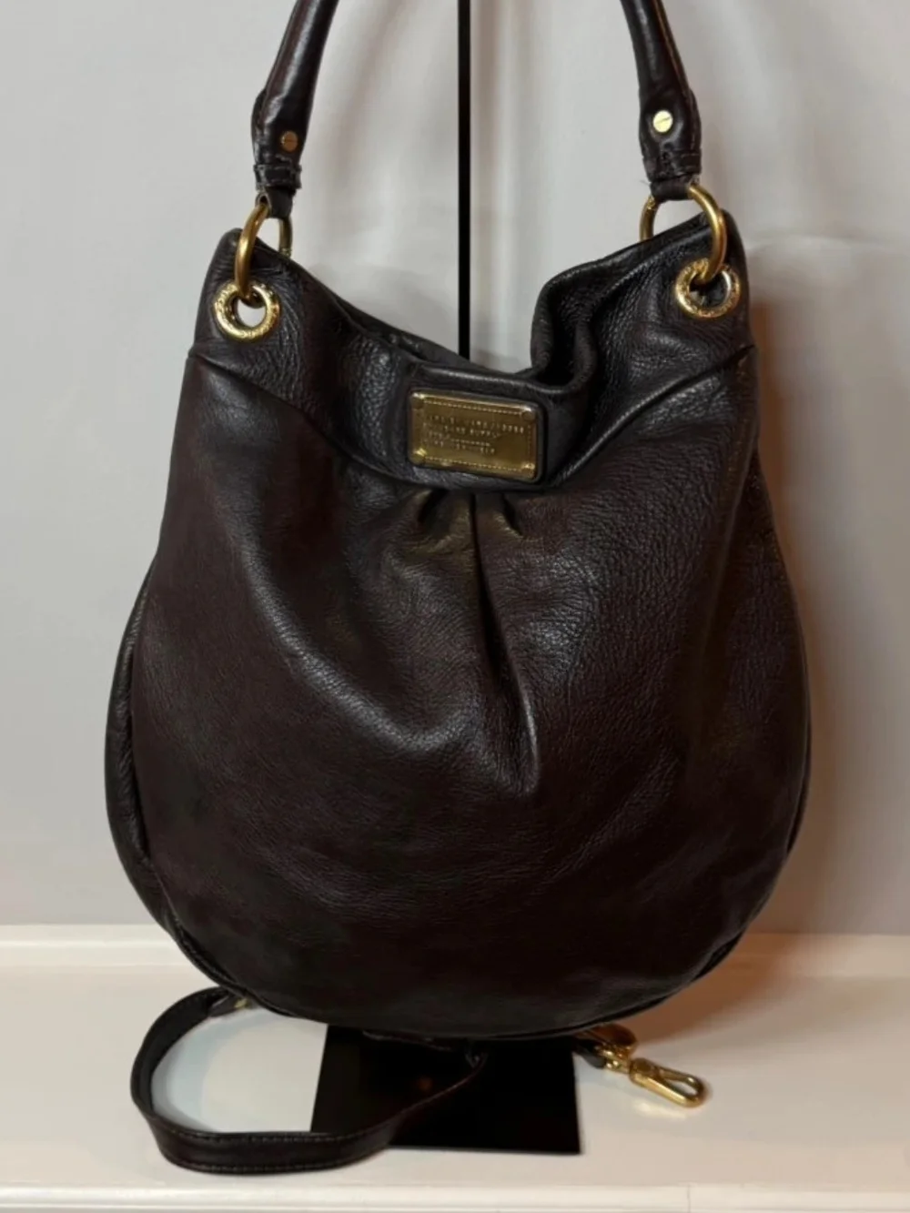 Marc by Marc Jacobs Dark Brown Leather Shoulder Hobo with Gold Hardware